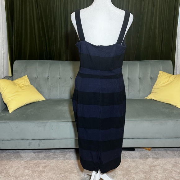 Two Banana Republic Strappy Midi Dresses - solid black and navy/black stripes - Picture 8 of 8